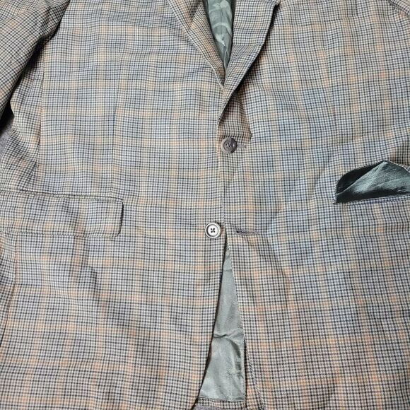 Burberry London Mens 43 S Jacket Glen Check Orange 2 Button Single Vent Blazer - Picture 9 of 15